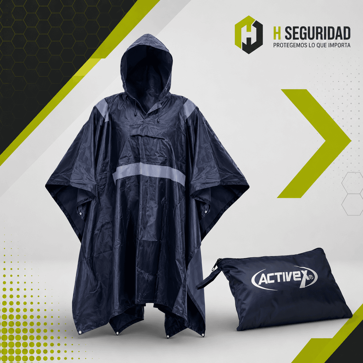 Capa PVC Azul con Cinta Reflectante