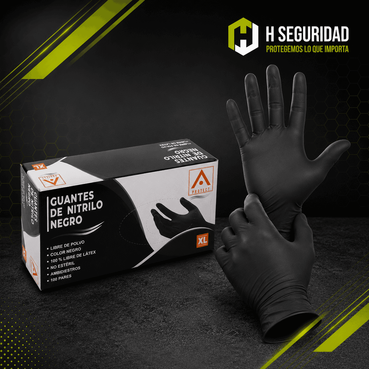 Guante de Nitrilo Protect Negro 2,5 gr