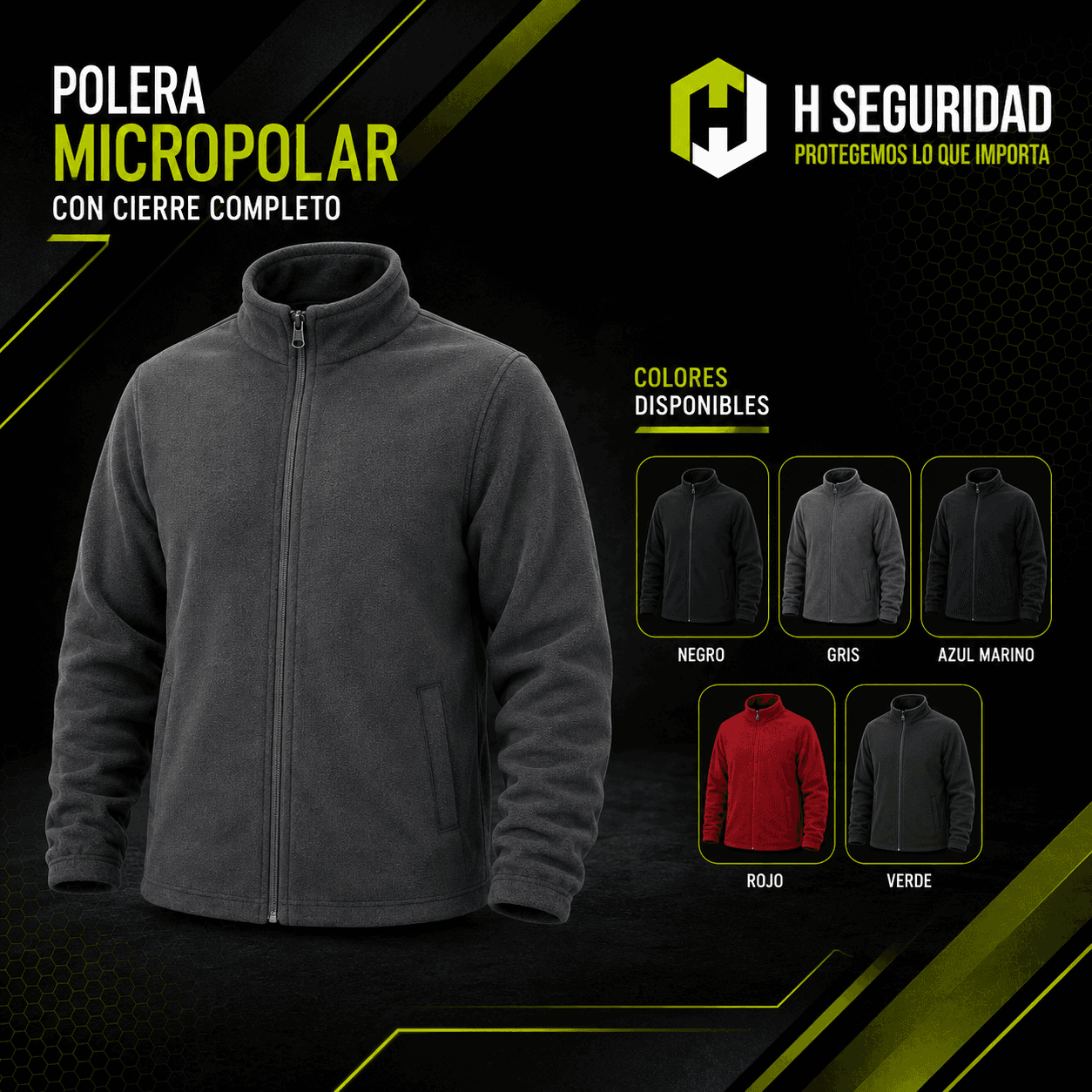 Micropolar con Cierre Hombre color gris