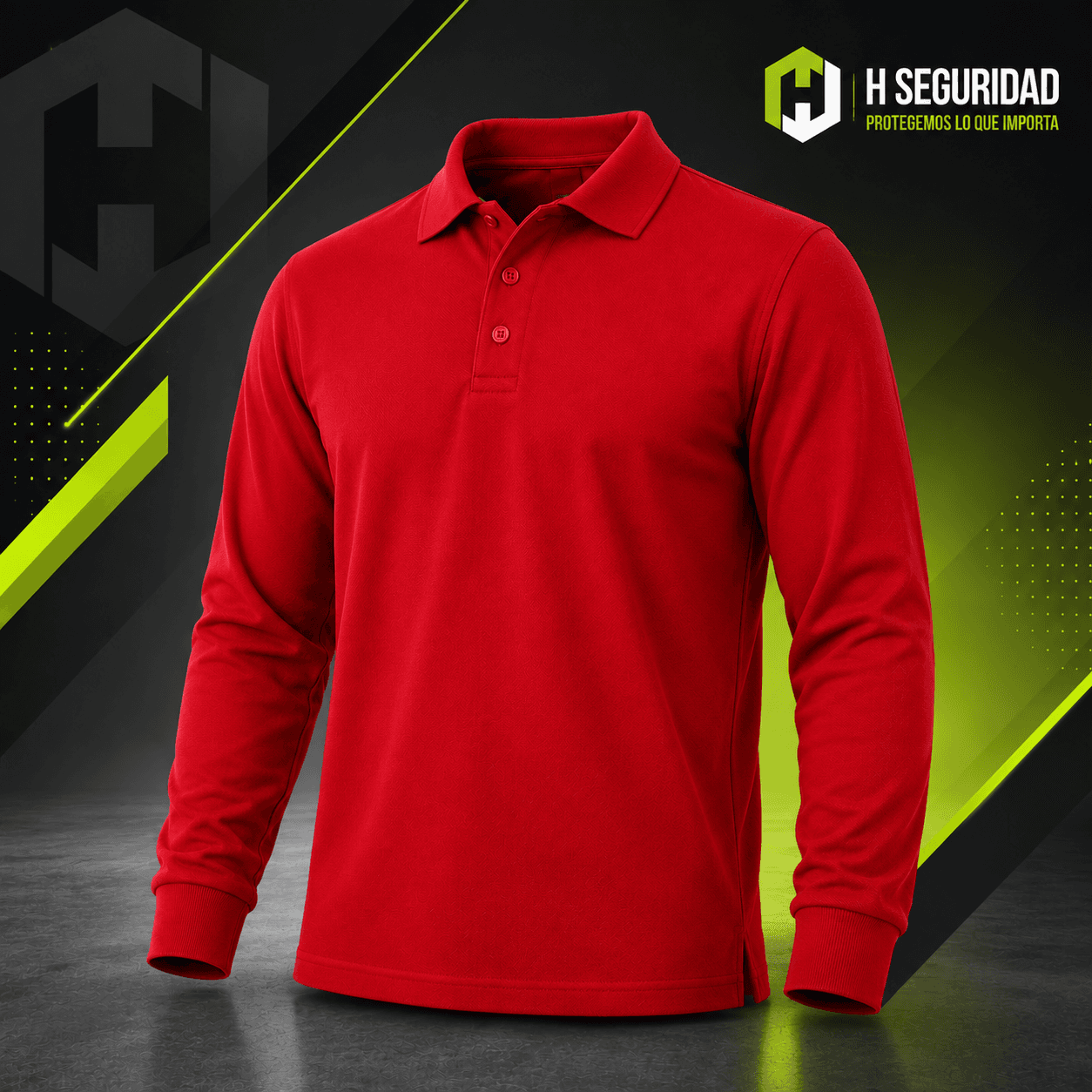 Polera Roja Piqué Manga Larga Tela Mix