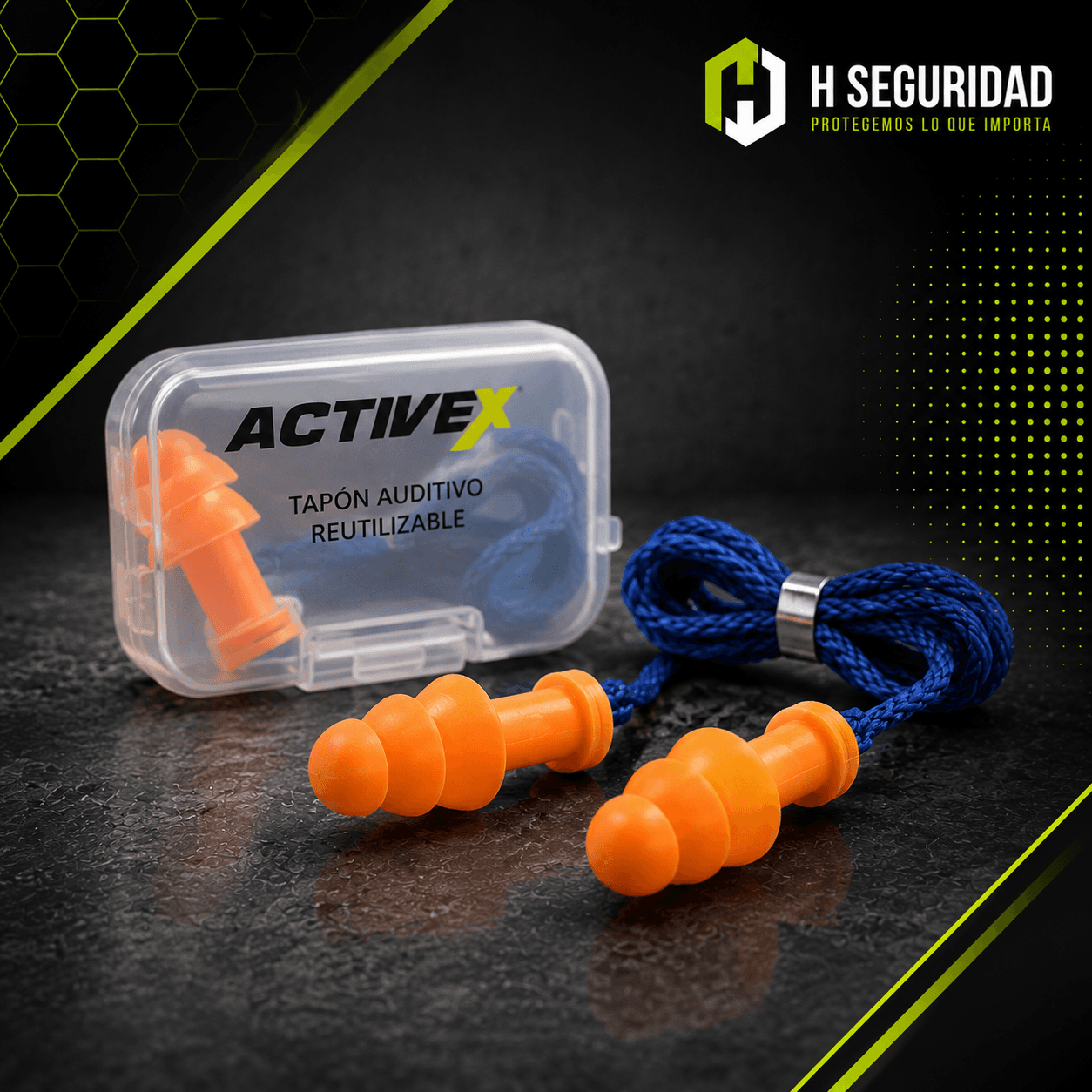 Tapón Auditivo de Silicona con Cordón y Caja Individual