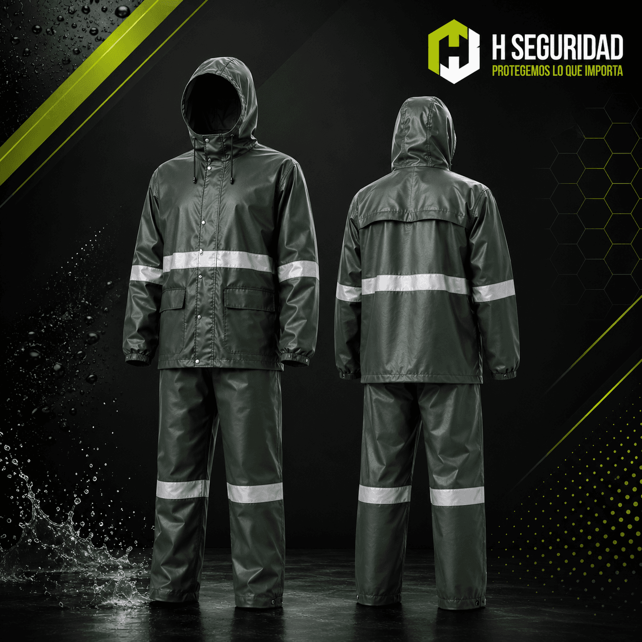 Traje Impermeable Verde PU